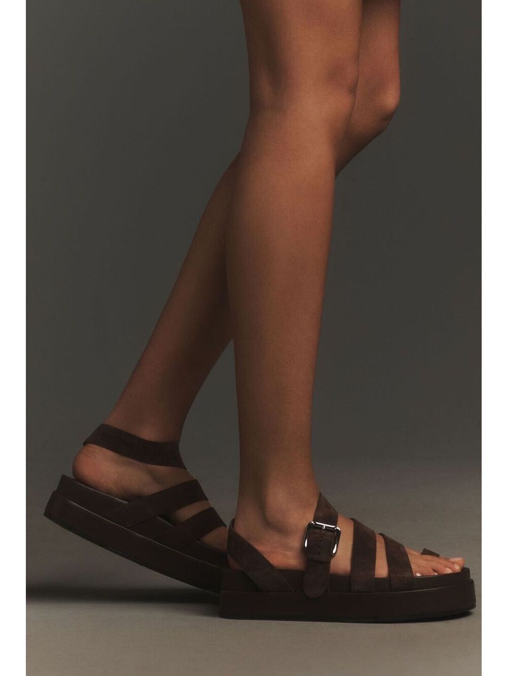 (SIZE 8.5) NWOT FREE PEOPLE X JEFFREY CAMPBELL GETAWAY SUEDE SANDAL BROWN